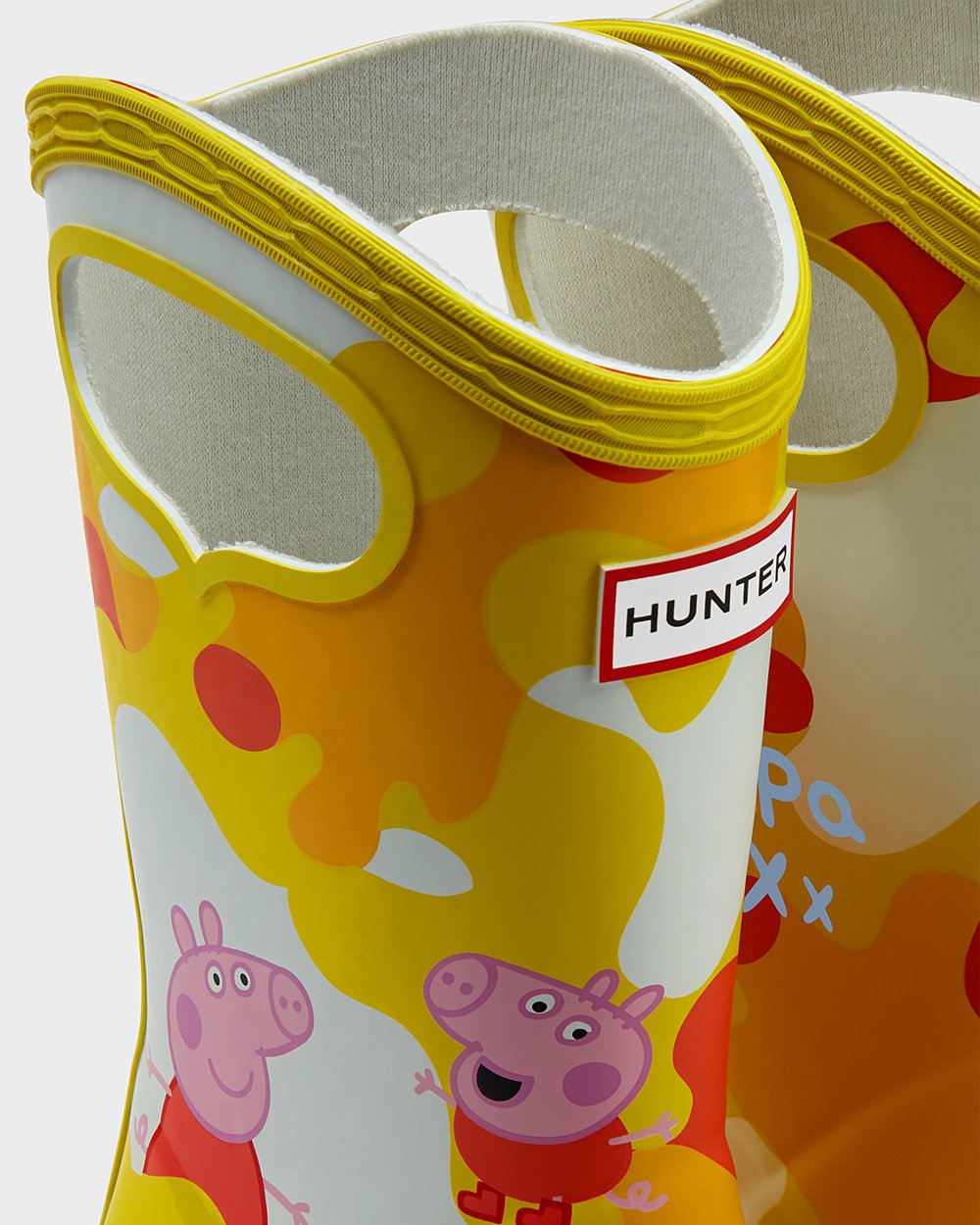 Kids Hunter Original First Peppa Pig Grab Handle | Rain Boots Yellow | NZ-95172-JSTI